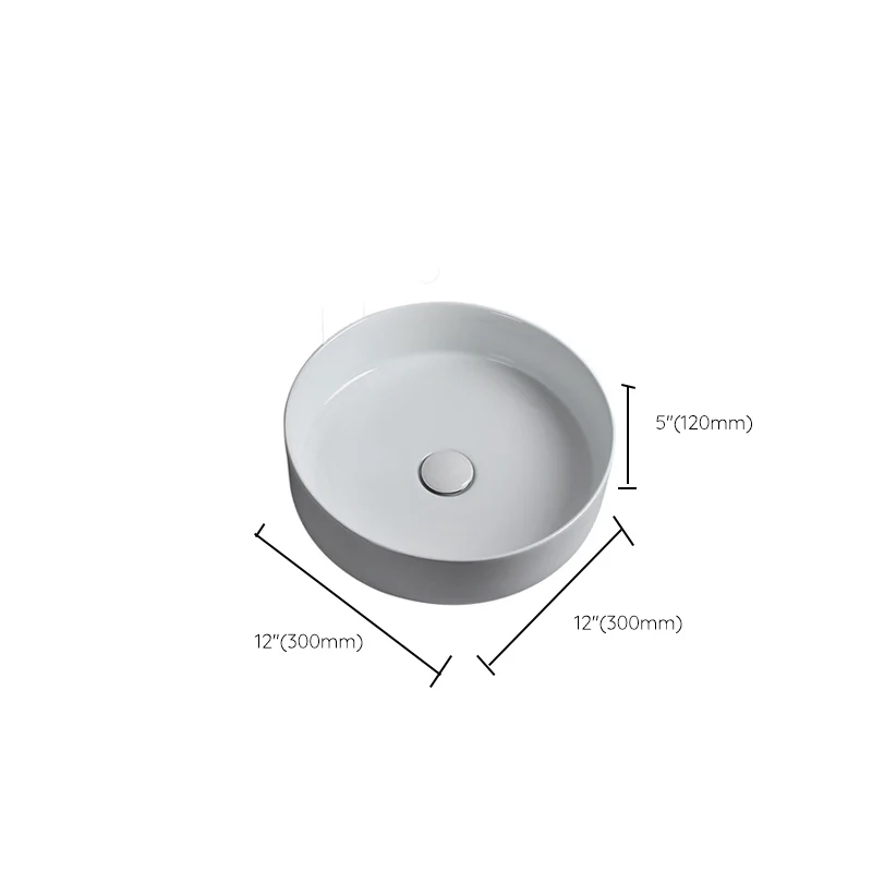 Fregadero de recipiente blanco moderno, válvula de cierre de porcelana, lavabo de baño incluido Clearhalo