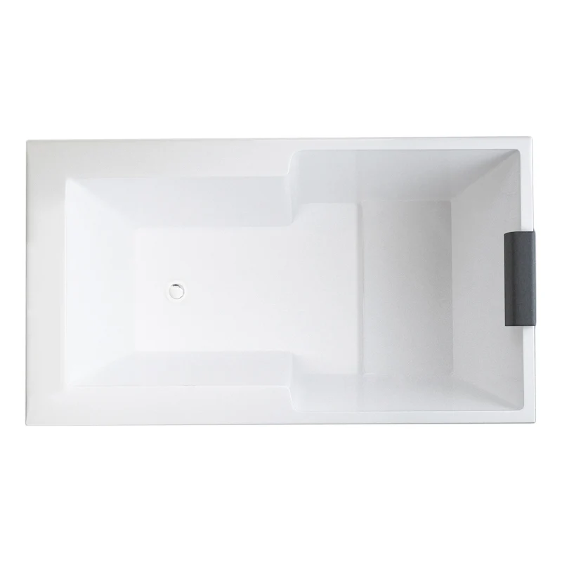 Gota de baño acrílica en bañera rectangular moderna blanca empapada la izquierda Clearhalo