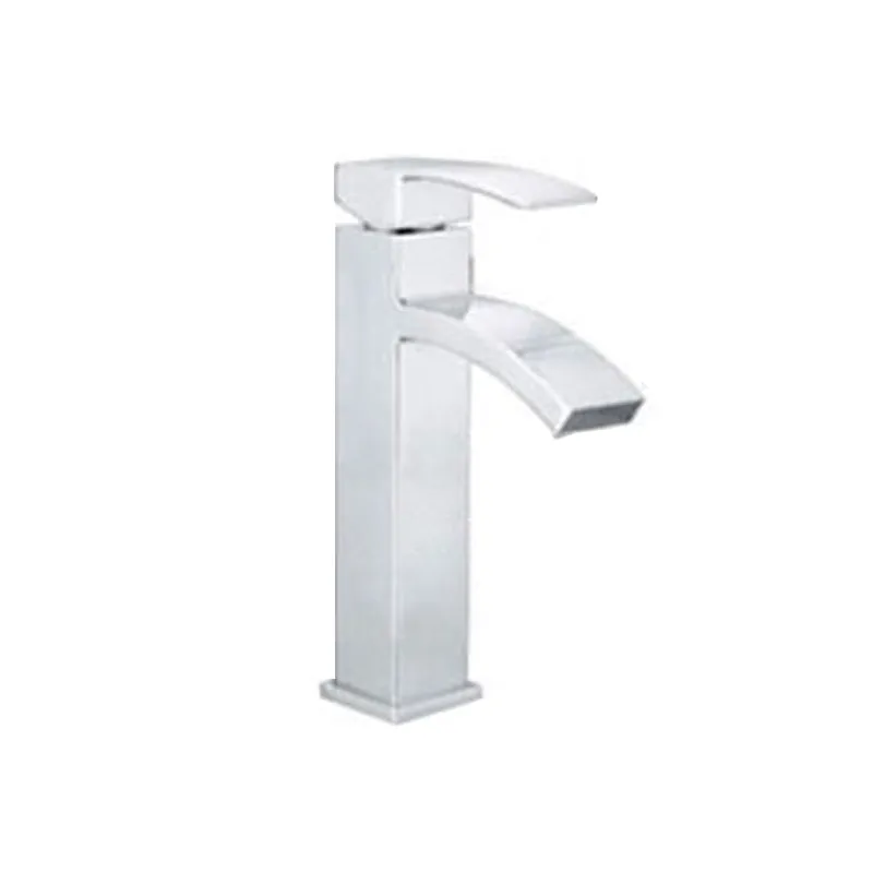 Grifo de baño cromado cúbico Grifo para recipiente monomando de arco bajo Clearhalo