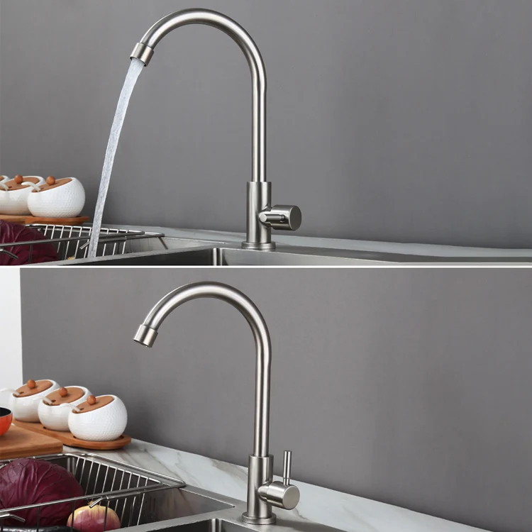 Grifo de cocina con mango de varilla, grifo de cocina inoxidable con control en frío Clearhalo