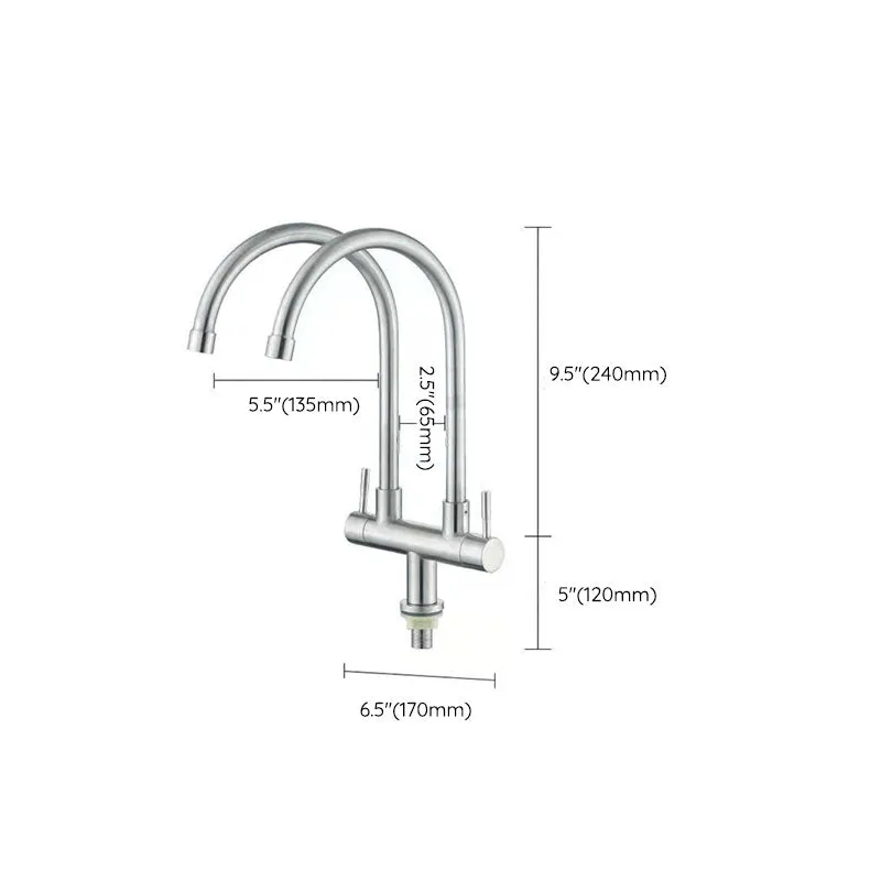 Grifo de cocina de doble manija Grifo de 2 funciones con placa de cubierta Clearhalo