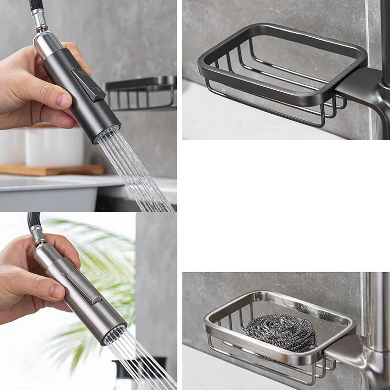 Grifo de cocina monomando con llenado de agua abatible con cesta de jabón Clearhalo
