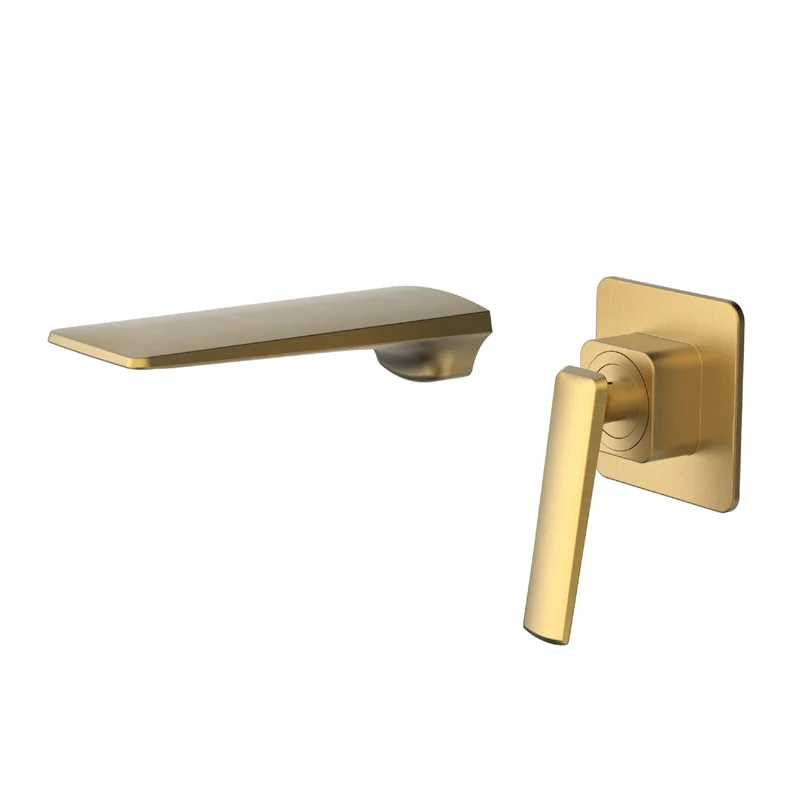 Grifo estilo Glam, grifo de baño de pared con mango monomando Negro Clearhalo