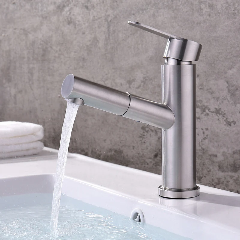 Grifo extraíble Grifo monomando moderno con caño giratorio Plata Clearhalo