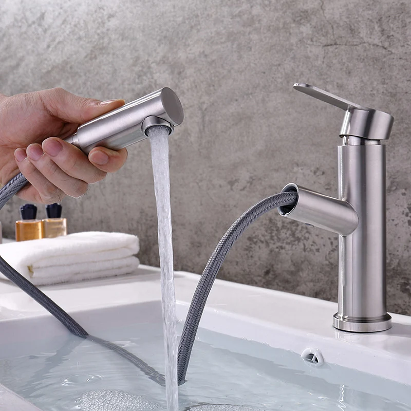 Grifo extraíble Grifo monomando moderno con caño giratorio Plata Clearhalo