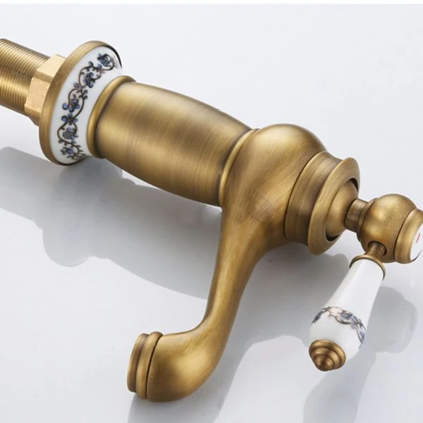 Grifo de latón monomando para recipiente campestre de arco bajo para baño Oro Clearhalo