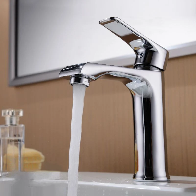 Grifo de lavabo con mango de palanca, grifo de baño moderno circular Blanco Clearhalo