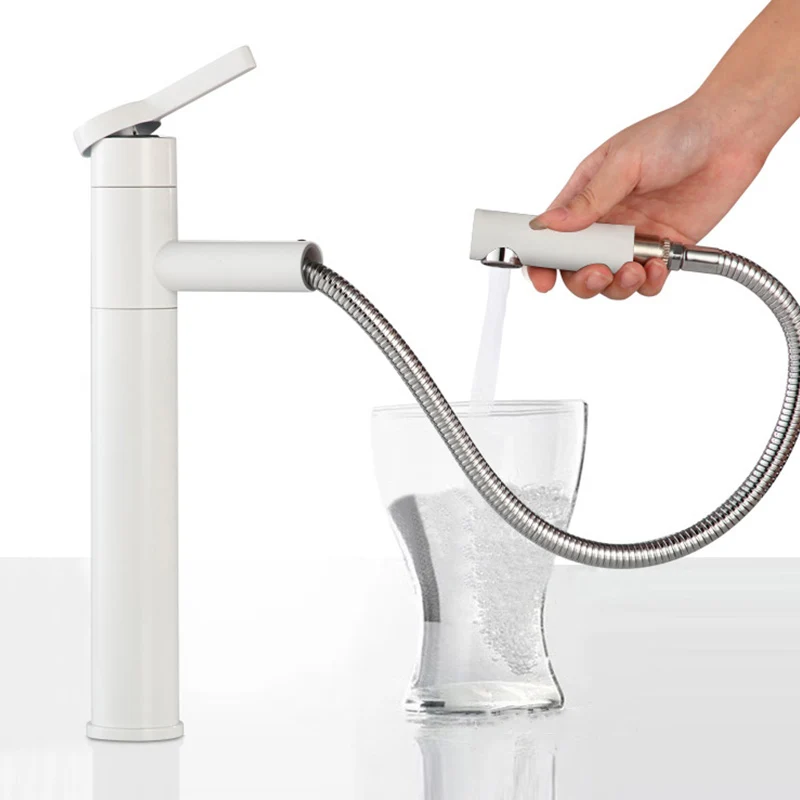 Grifo para lavabo de baño con caño giratorio y grifo de latón monomando Blanco Clearhalo