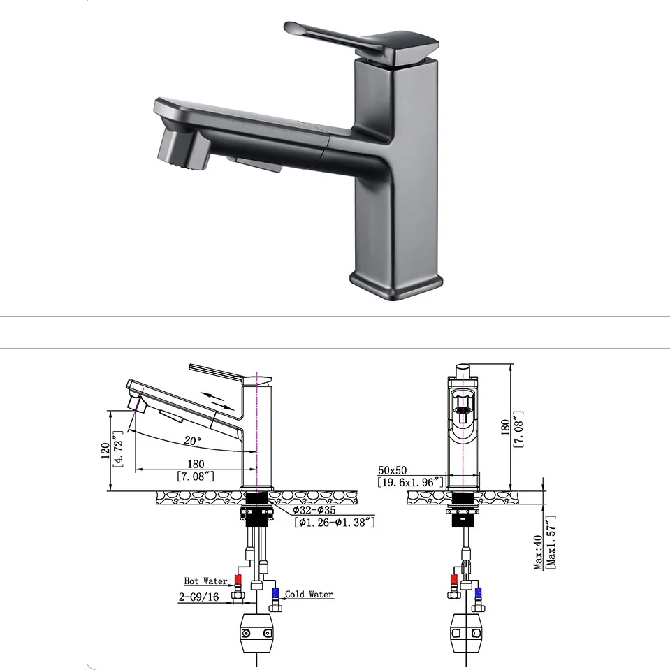 Grifo para recipiente moderno, grifo para recipiente monomando de color puro de cobre Cromo Clearhalo