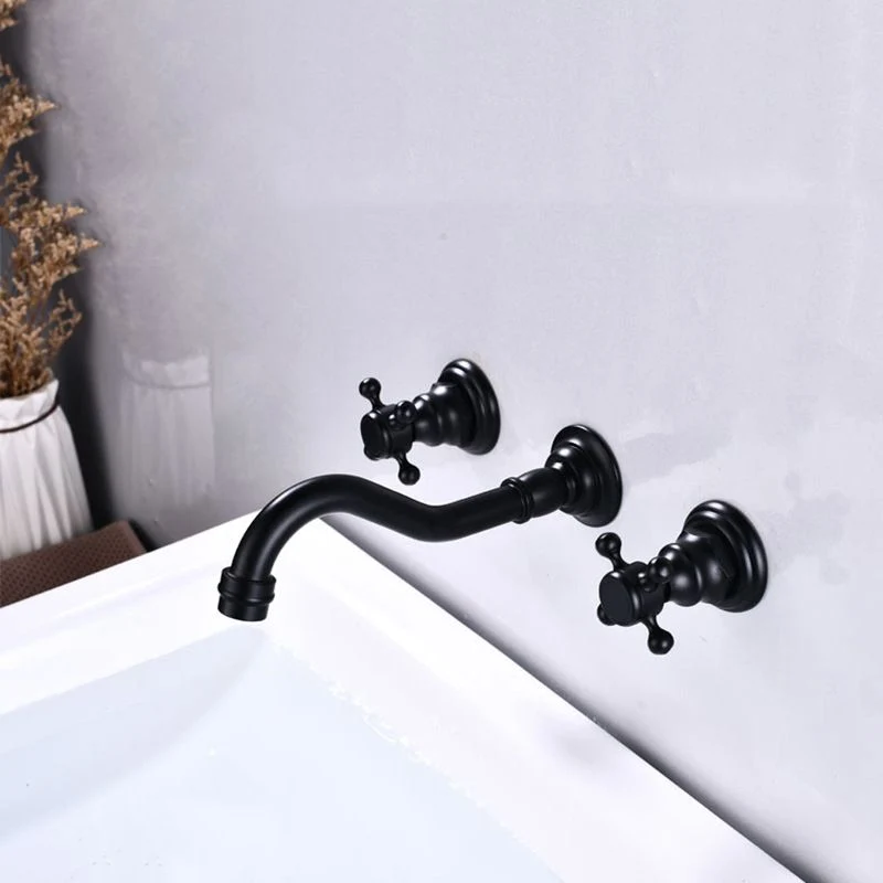 Grifo de pared estilo Glam con 3 orificios y 2 manijas cruzadas Bronce Clearhalo