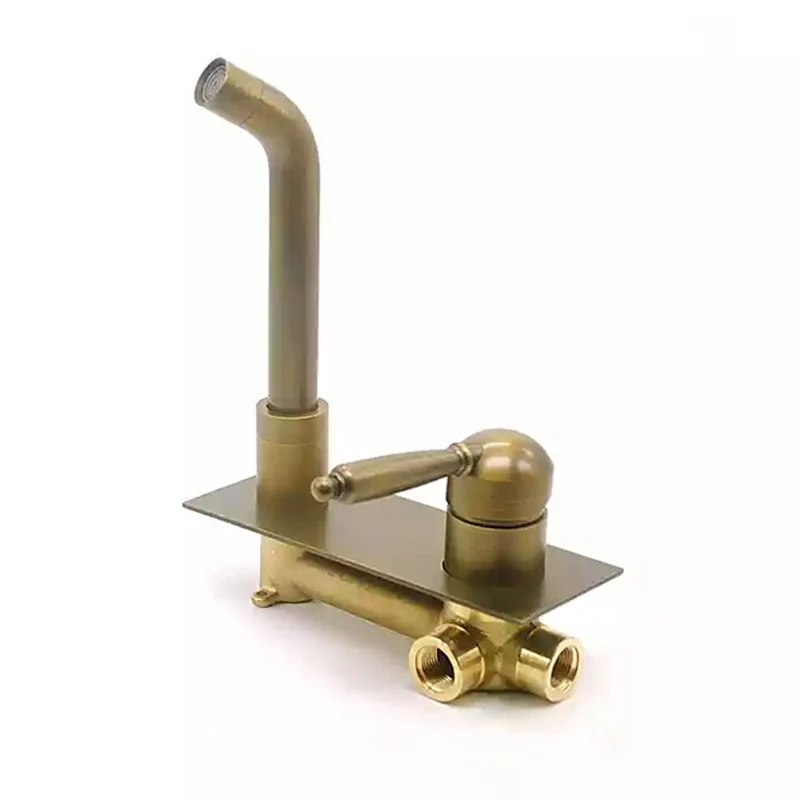 Grifo de pared estilo Glam con 3 orificios y 2 manijas cruzadas Bronce Clearhalo