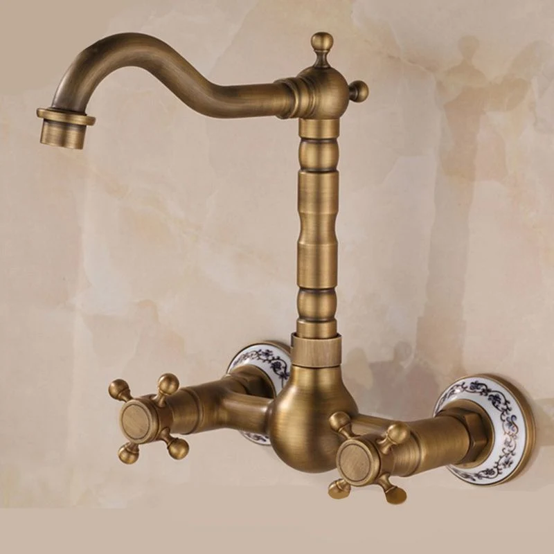 Grifo de pared estilo Glam para baño con 2 asas Oro Clearhalo