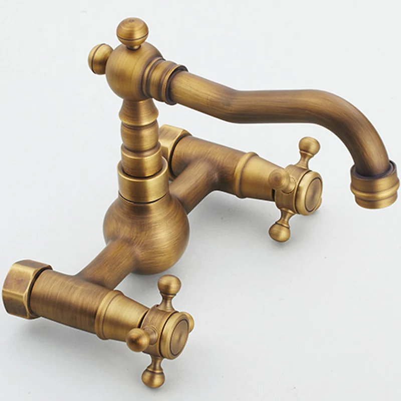 Grifo de pared estilo Glam para baño con 2 asas Oro Clearhalo