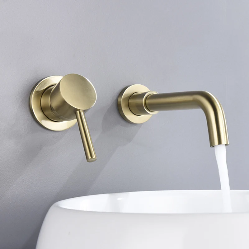 Grifo de pared Grifo de baño con 2 orificios y mango monomando Cromo Clearhalo