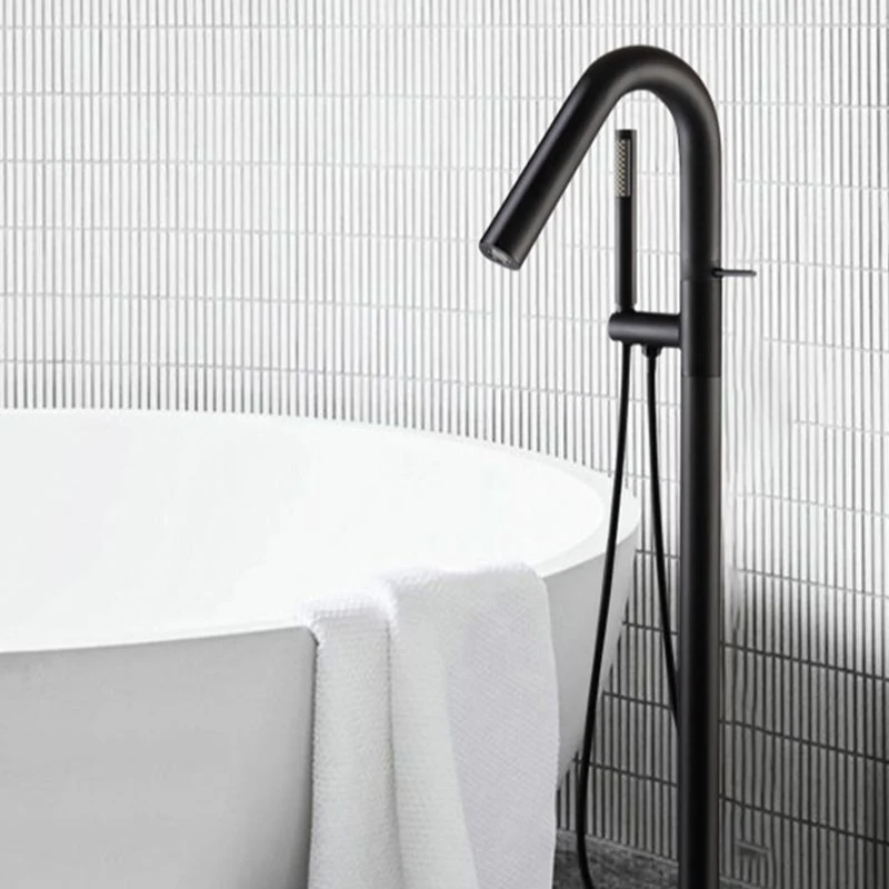 Grifo de pie para baño, cabezal de ducha de mano, grifo para bañera Plata Clearhalo
