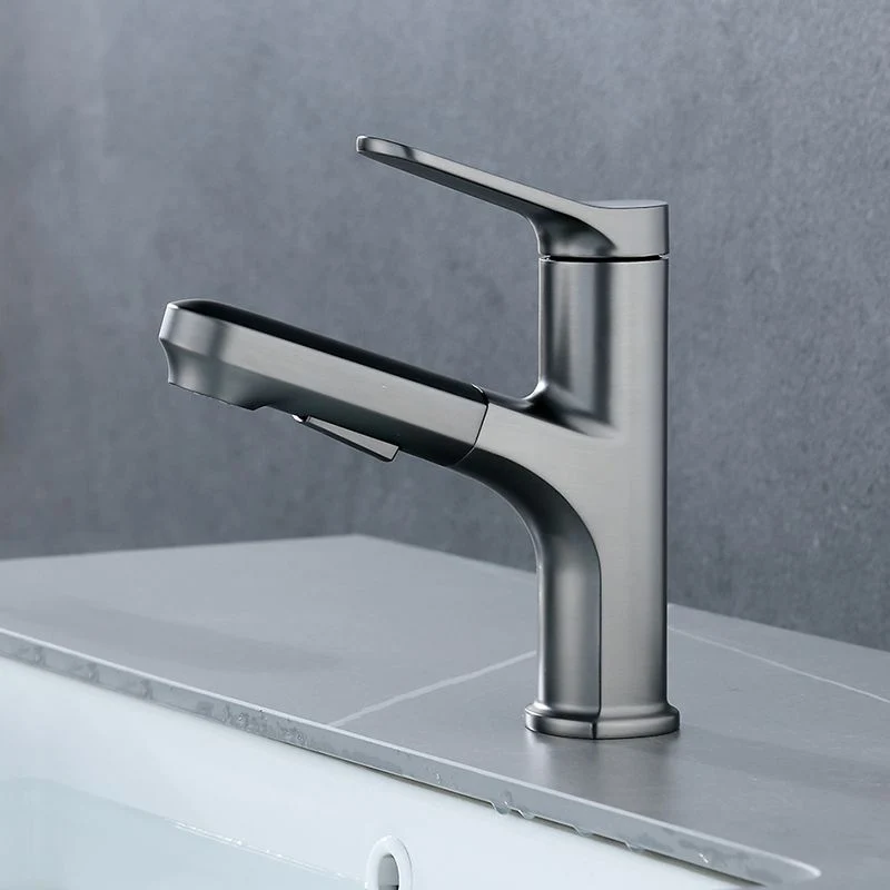 Grifos de centro estilo moderno Grifos de baño con manija de palanca Plata Clearhalo