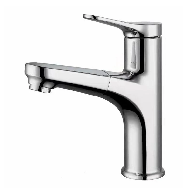 Grifos de centro estilo moderno Grifos de baño con manija de palanca Plata Clearhalo