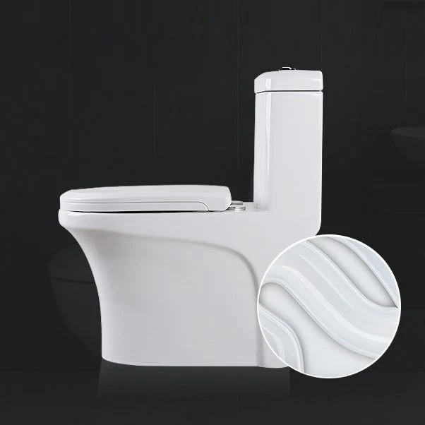 Inodoro alargado moderno, inodoro blanco con asiento para baño Clearhalo