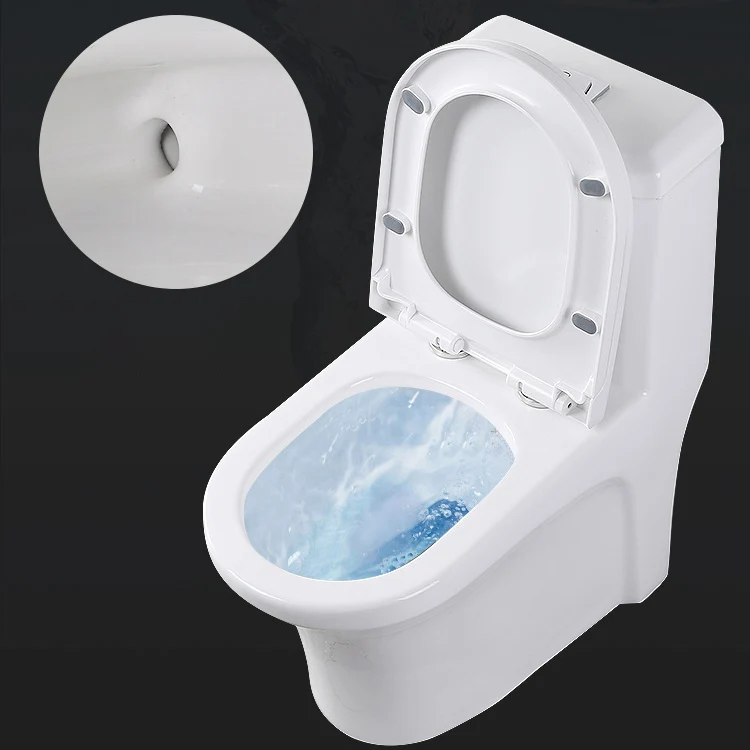 Inodoro alargado moderno, inodoro blanco con asiento para baño Clearhalo