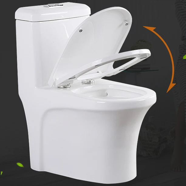 Inodoro alargado moderno, inodoro blanco con asiento para baño Clearhalo