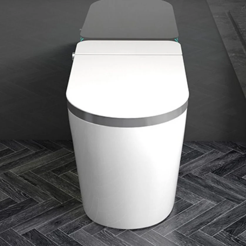 Inodoro inteligente con depósito Bidé de suelo alargado blanco con asiento calefactable Clearhalo