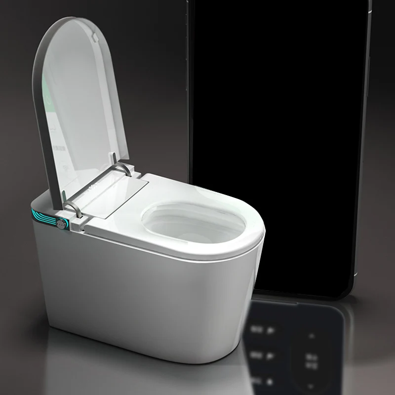 Inodoro inteligente todo en uno Bidé de pie alargado blanco con asiento calefactable Clearhalo