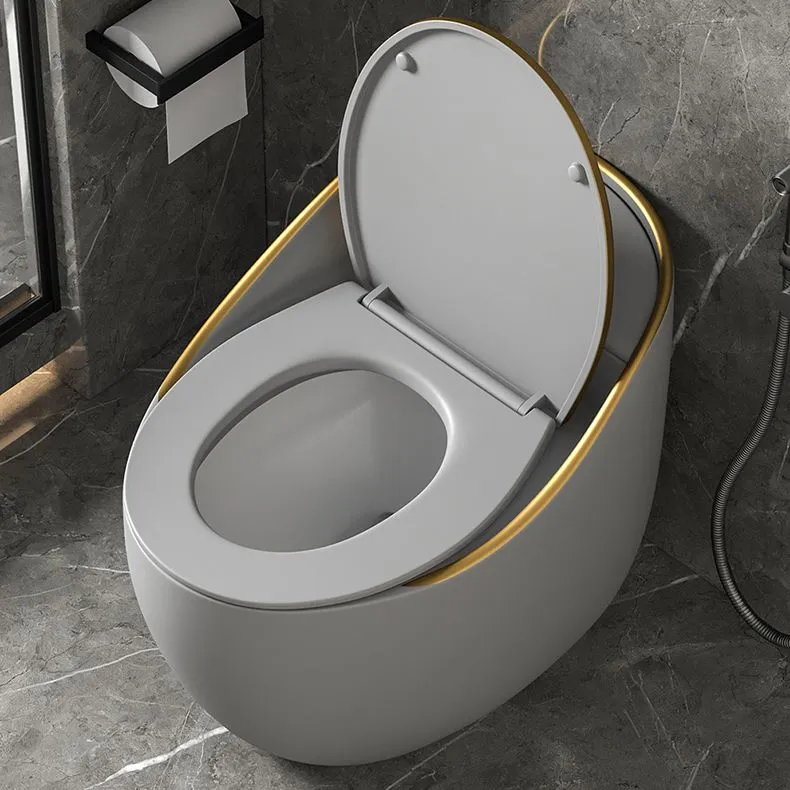 Inodoro moderno con chorro de sifón, inodoro redondo con asiento para Baño Clearhalo