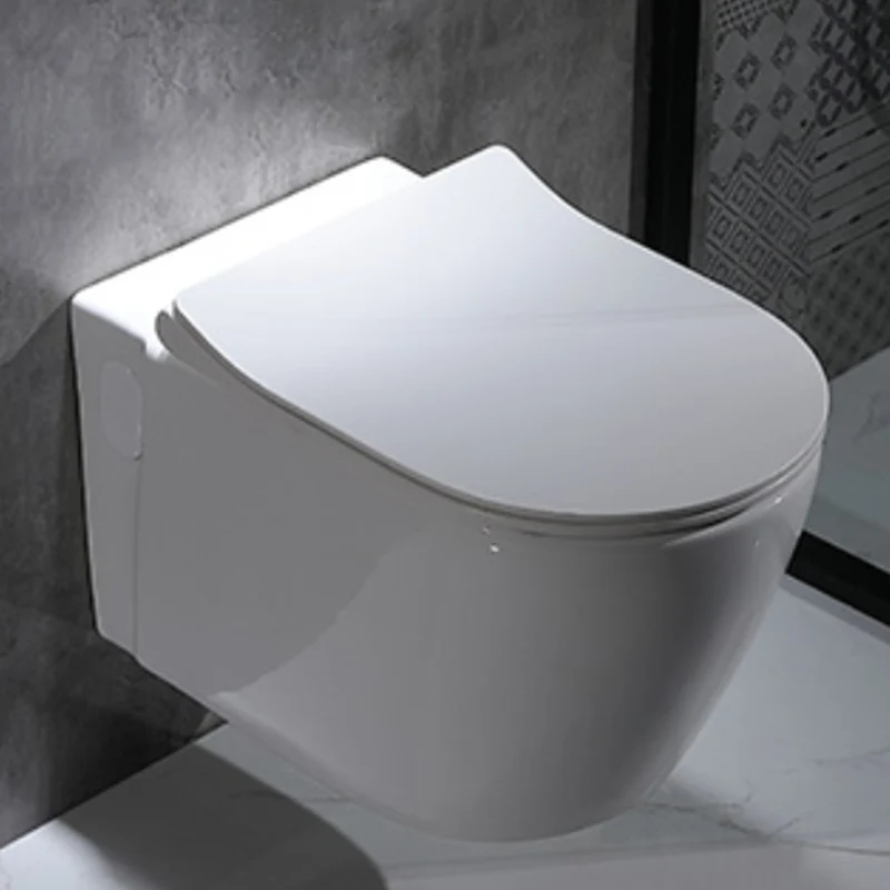 Inodoro moderno de pared, inodoro blanco con asiento para baño Clearhalo
