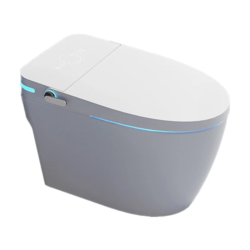 Inodoro moderno de una pieza con tanque oculto y asiento de cierre lento, color blanco Clearhalo