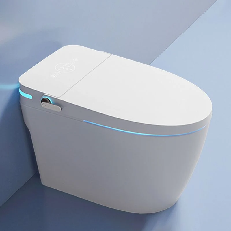 Inodoro moderno de una pieza con tanque oculto y asiento de cierre lento, color blanco Clearhalo