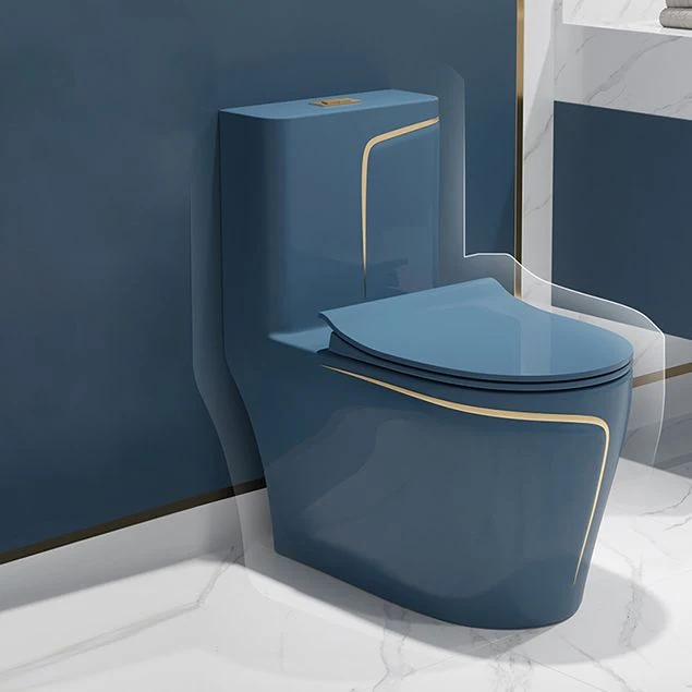 Inodoro tradicional de una pieza con descarga al suelo y asiento de cierre lento Clearhalo
