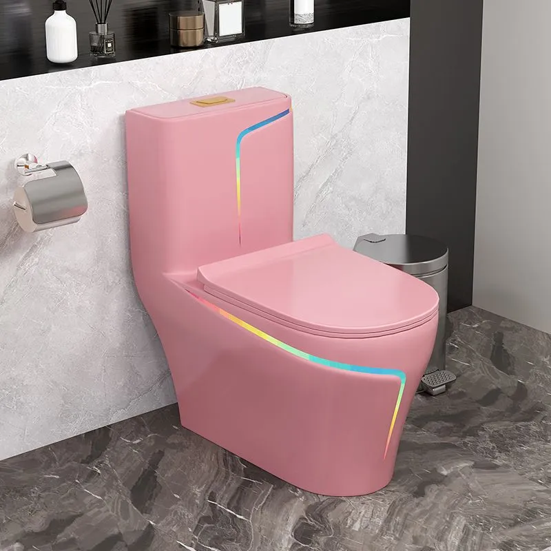 Inodoro tradicional de una pieza con montaje en piso y asiento de cierre lento Blanco Clearhalo