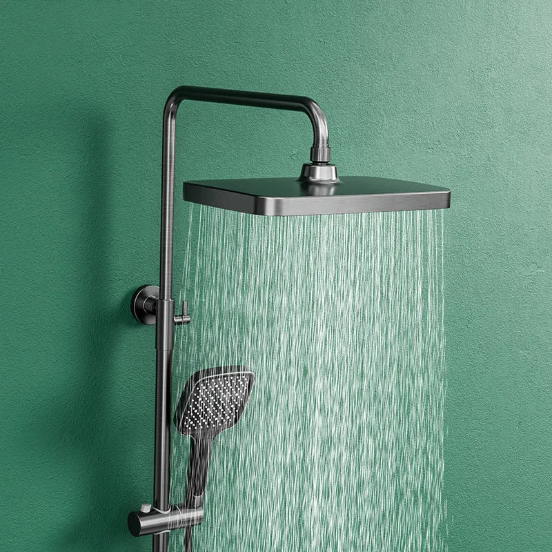 Juego de ducha en cascada, sistema de ducha con mango de perilla de cobre y montaje en pared cuadrado con manguera de duch...