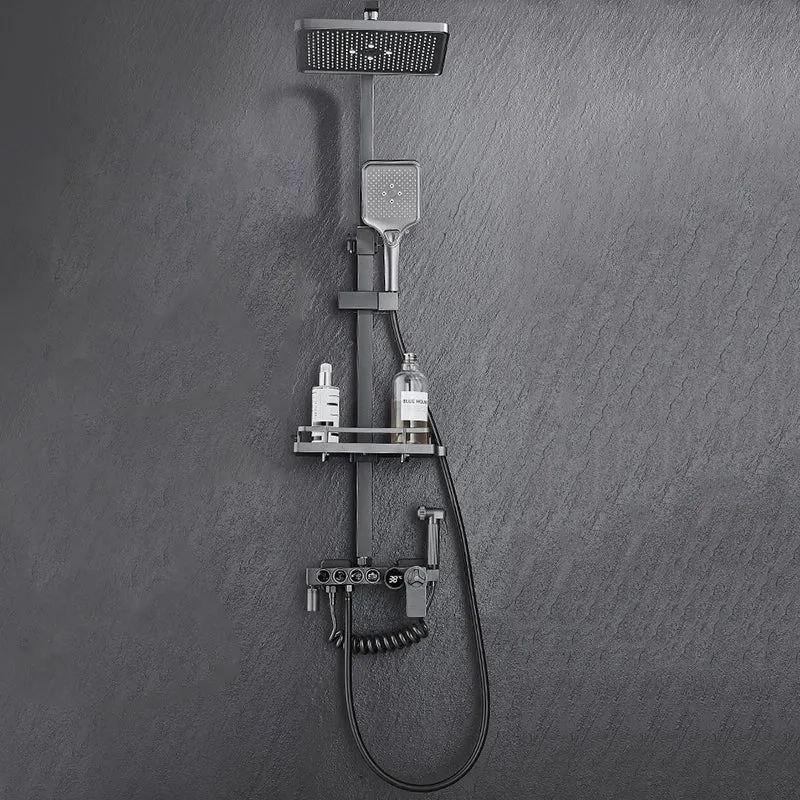 Juego de ducha gris moderno, 2 cabezales de ducha, sistema de ducha para baño Clearhalo