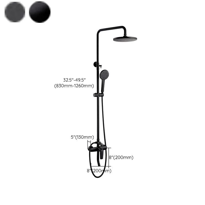 Juego de ducha negro, grifo giratorio redondo, manija de palanca, sistema de ducha con dos cabezales de ducha Negro Clearhalo
