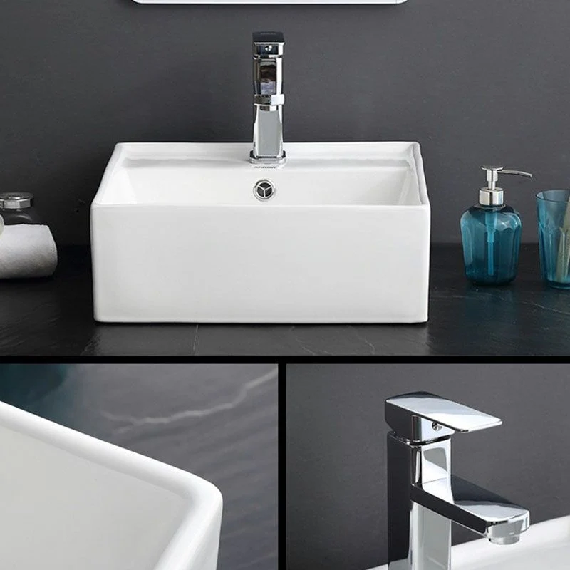 Lavabo de baño blanco clásico Lavabo de baño con canal de porcelana Clearhalo