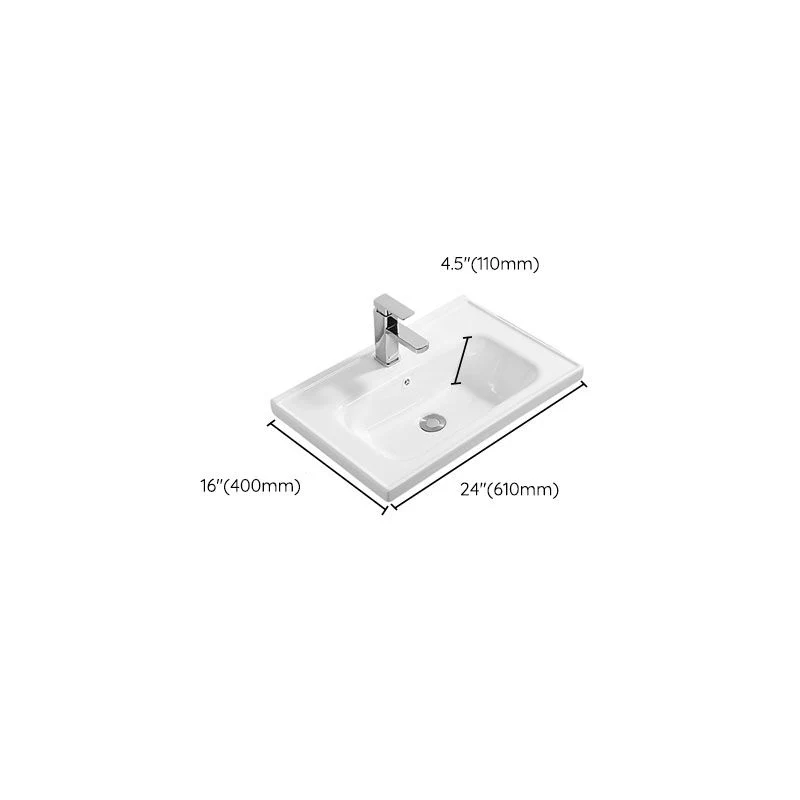 Lavabo de baño blanco moderno Lavabo de baño de cerámica rectangular Clearhalo