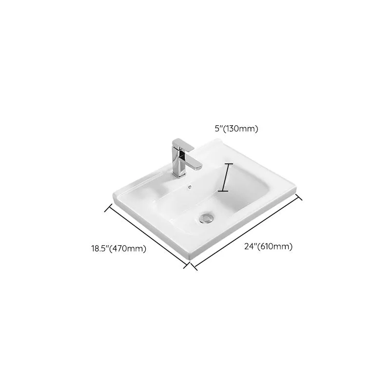 Lavabo de baño blanco moderno Lavabo de baño de cerámica rectangular Clearhalo