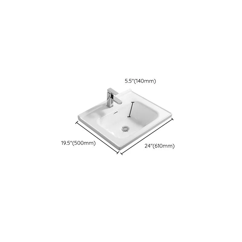 Lavabo de baño blanco moderno Lavabo de baño de cerámica rectangular Clearhalo