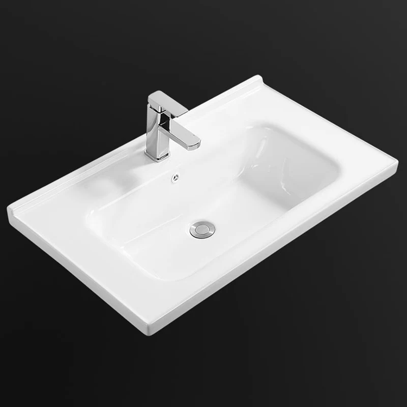Lavabo de baño blanco moderno Lavabo de baño de cerámica rectangular Clearhalo