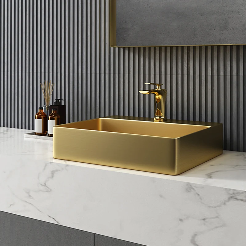 Lavabo de baño moderno Lavabo de baño rectangular con lavabo y grifo Clearhalo