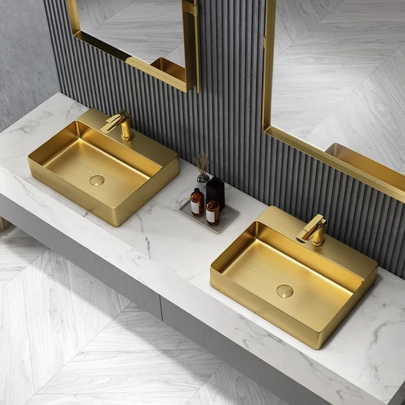 Lavabo de baño moderno Lavabo de baño rectangular con lavabo y grifo Clearhalo