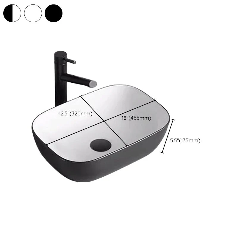 Lavabo de baño moderno rectangular de porcelana con desagüe emergente y soporte para lavado de grifo Clearhalo