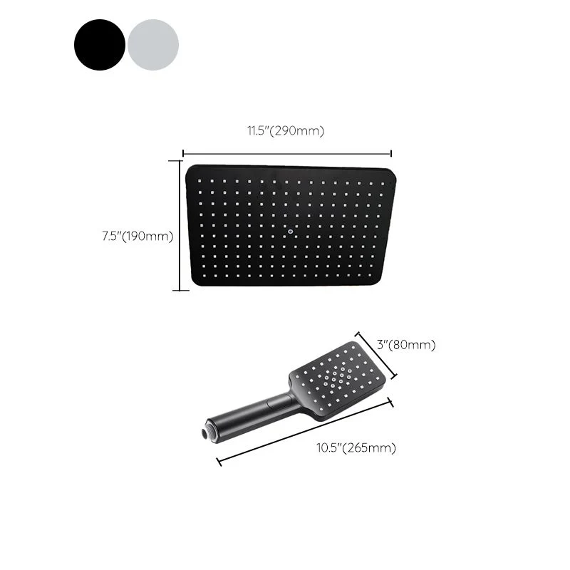 Patrón de pulverización estándar combinado de cabezal de ducha rectangular moderno con cabezal de ducha de mano Clearhalo