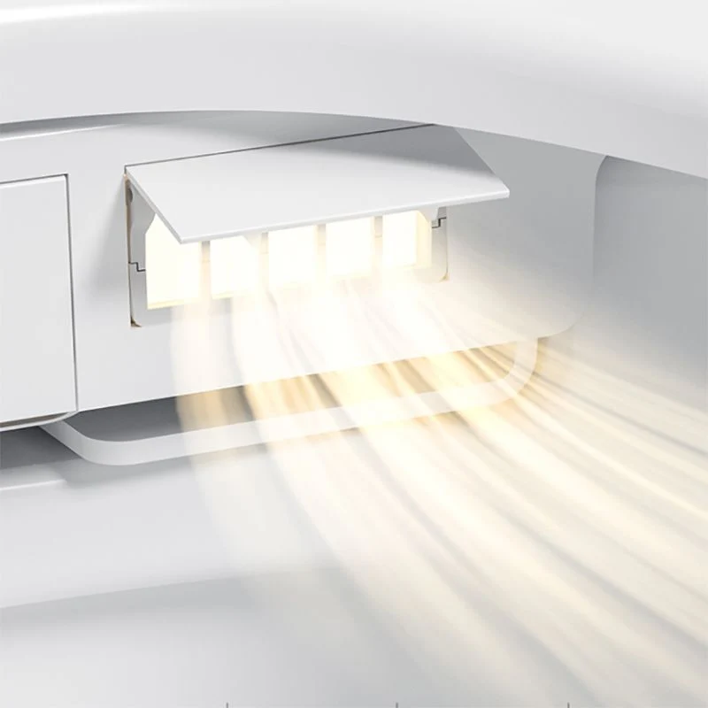 Secador de aire caliente con asiento calefactable blanco redondo para bidé derecho de suelo contemporáneo Clearhalo