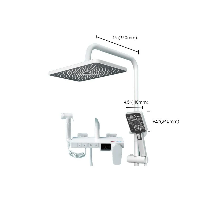 Sistema de ducha con patrón de rociado ajustable combinado de ducha montado en la pared con termostático Blanco Clearhalo