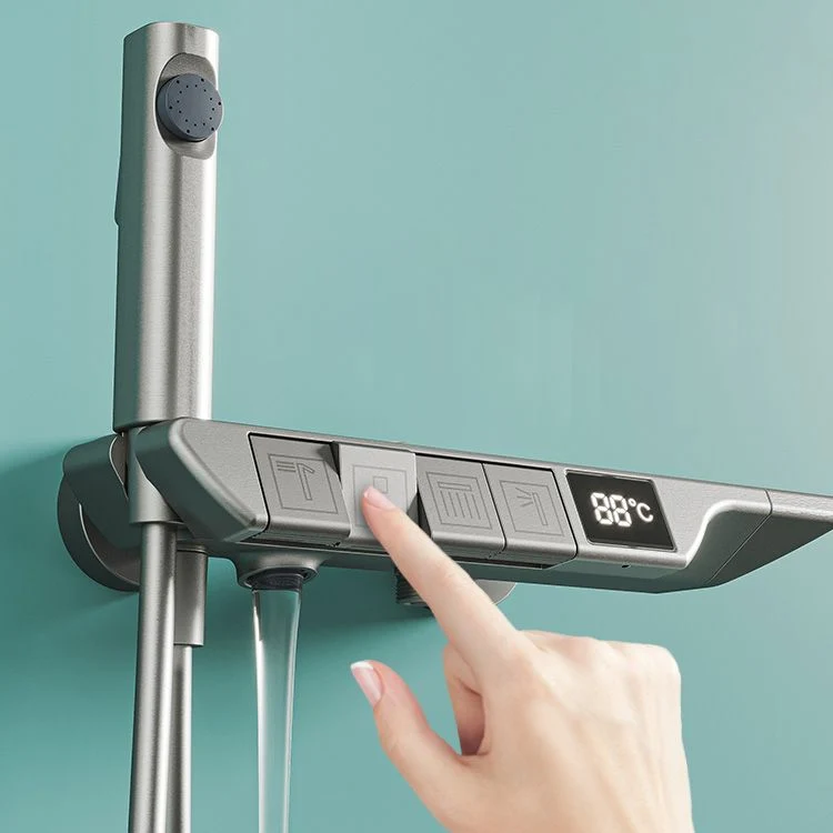 Sistema de ducha cromado moderno combo de ducha de pared para baño Clearhalo