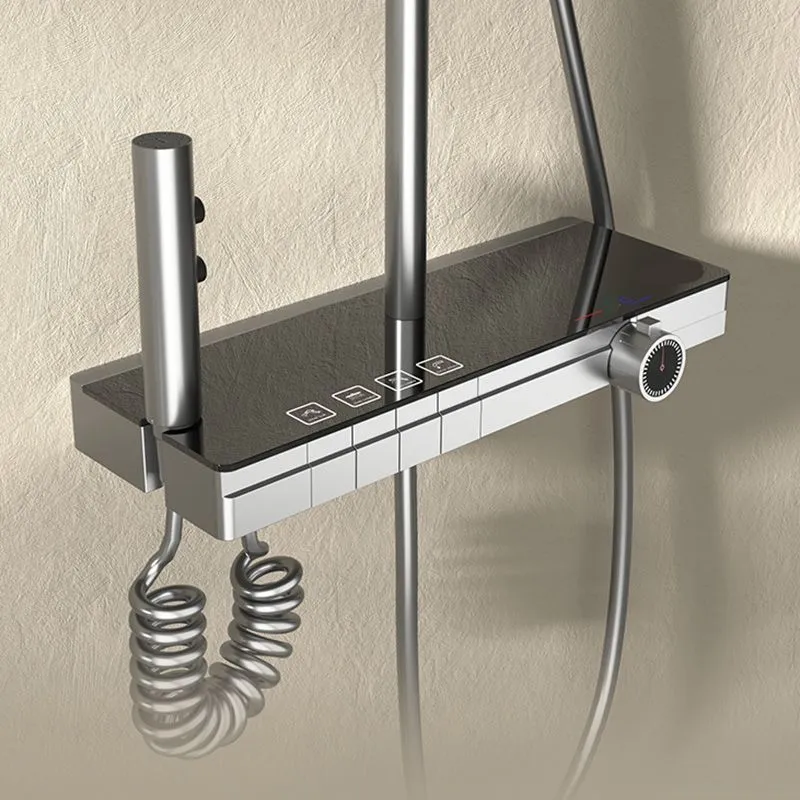 Sistema de ducha de estilo moderno Sistema de ducha rectangular de cobre resistente al punto Gris Clearhalo