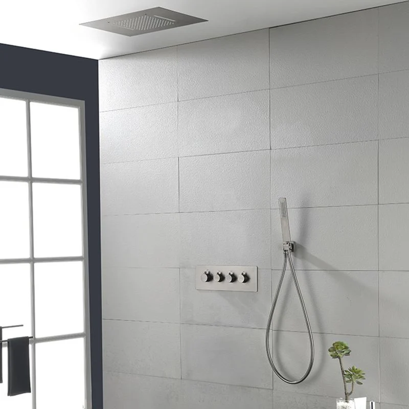 Sistema de ducha de masaje con grifo de ducha de metal cuadrado montado en el techo Plata Clearhalo