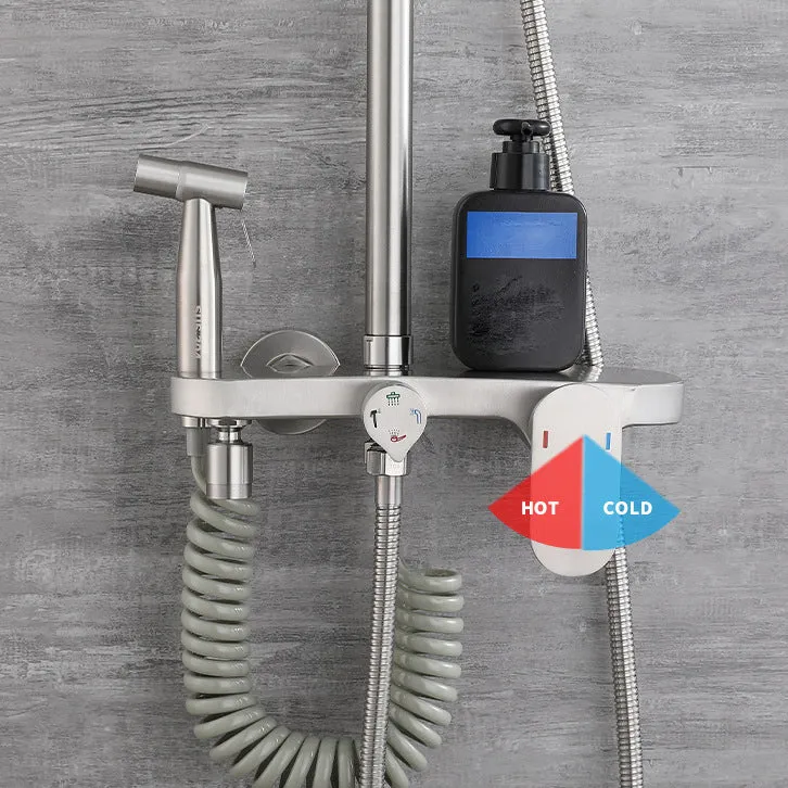 Sistema de ducha moderno, cabezal de ducha ajustable de acero inoxidable, combinación de ducha Plata Clearhalo